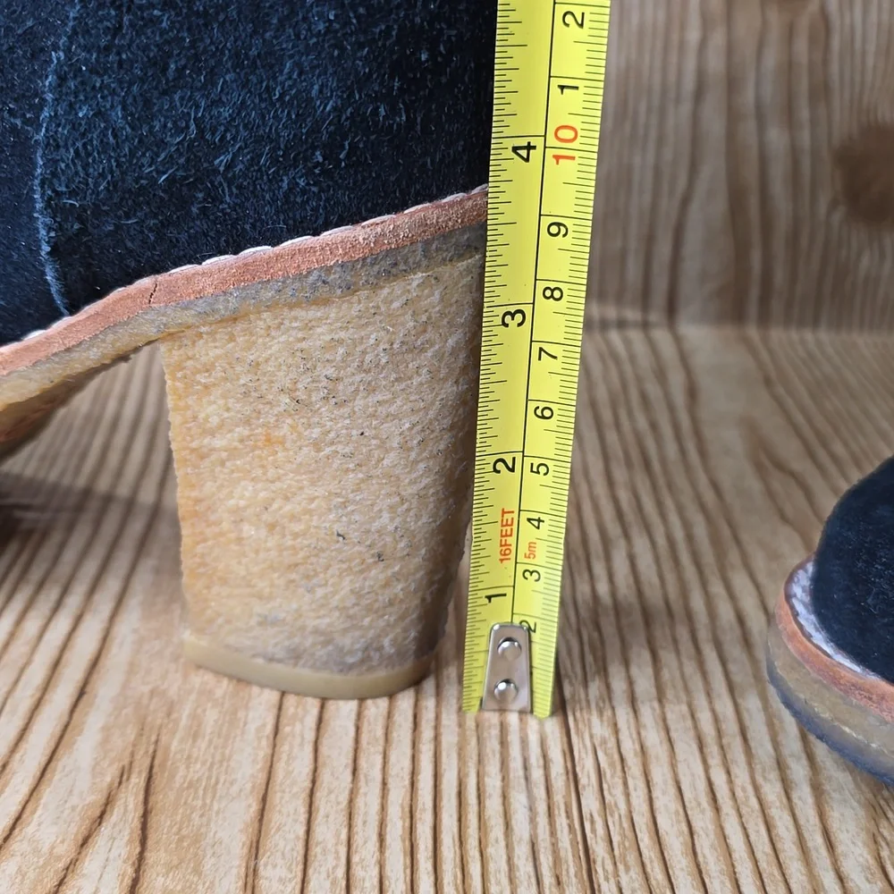 UGG Brienne Black Suede Buckle Ankle Heeled Boots Size 8‎
